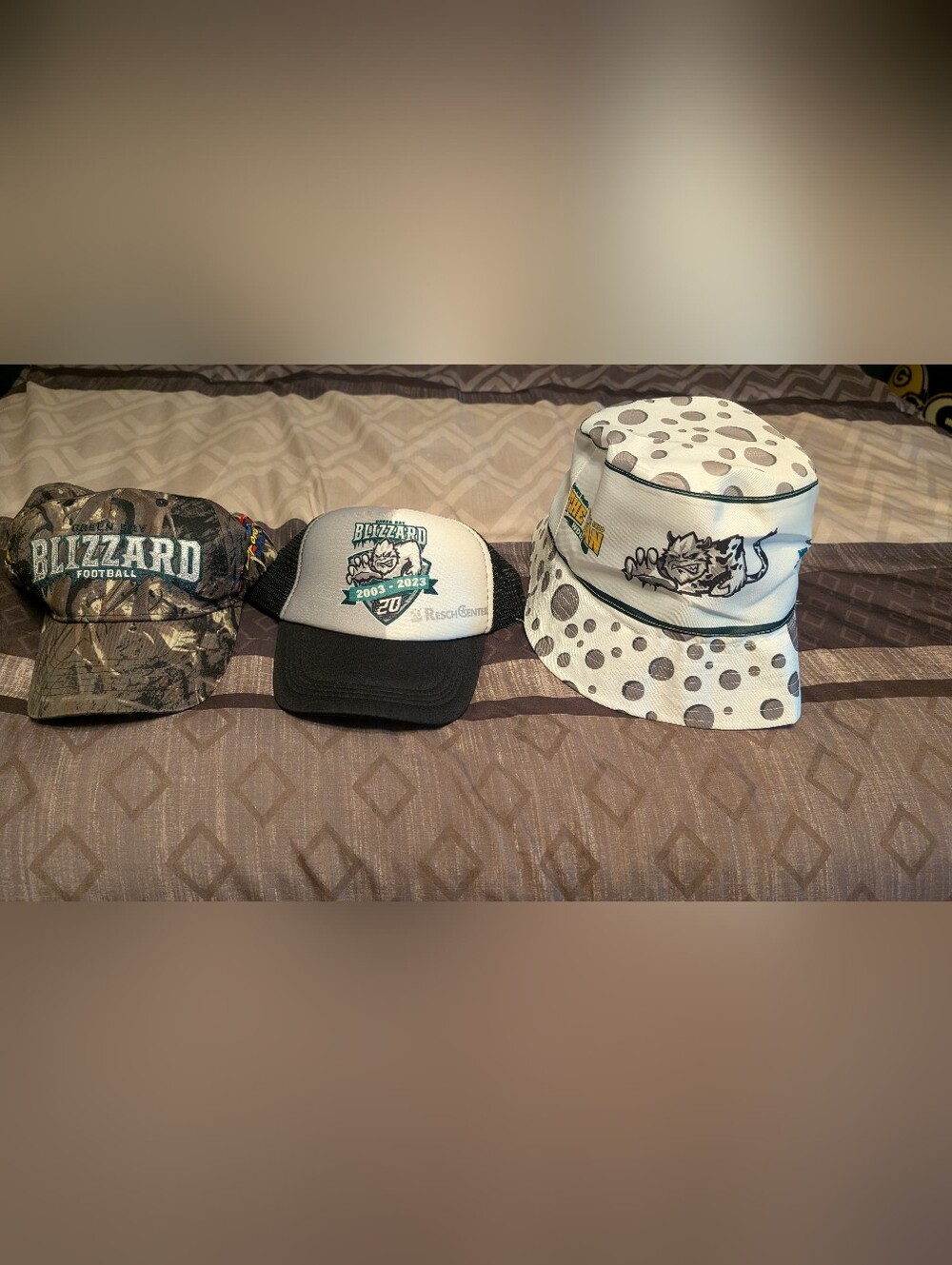Green Bay Blizzard Hats Lot Of 3